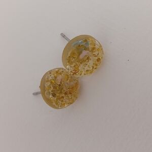 Hand Crafted Gold Circular Earrings with Speckled Design